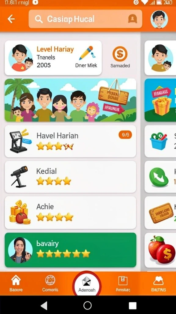 987up - Tampilan menu utama yang menarik dan mudah dinavigasi.